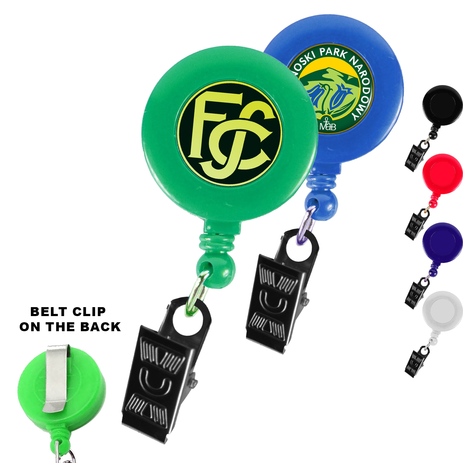 Round Retractable Badge Holder w/ Bulldog clip 2