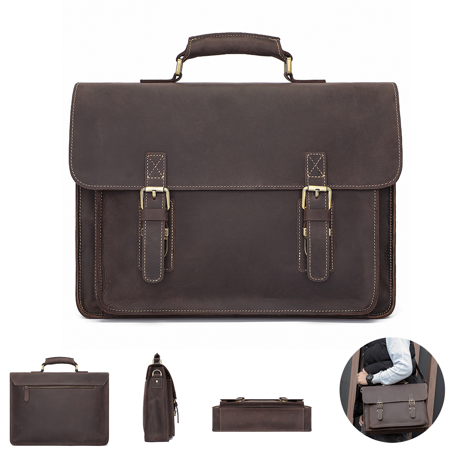 Real Leather Messenger Bag For Men And Women 1