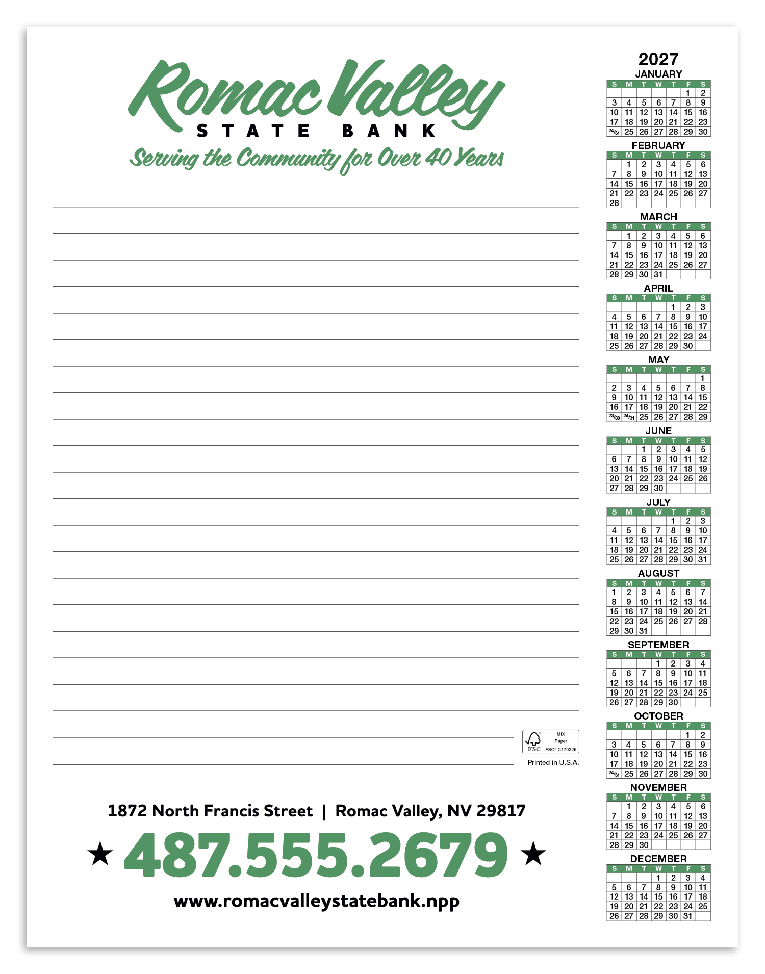 Skinner & Kennedy® Scratch Pad Calendar 38