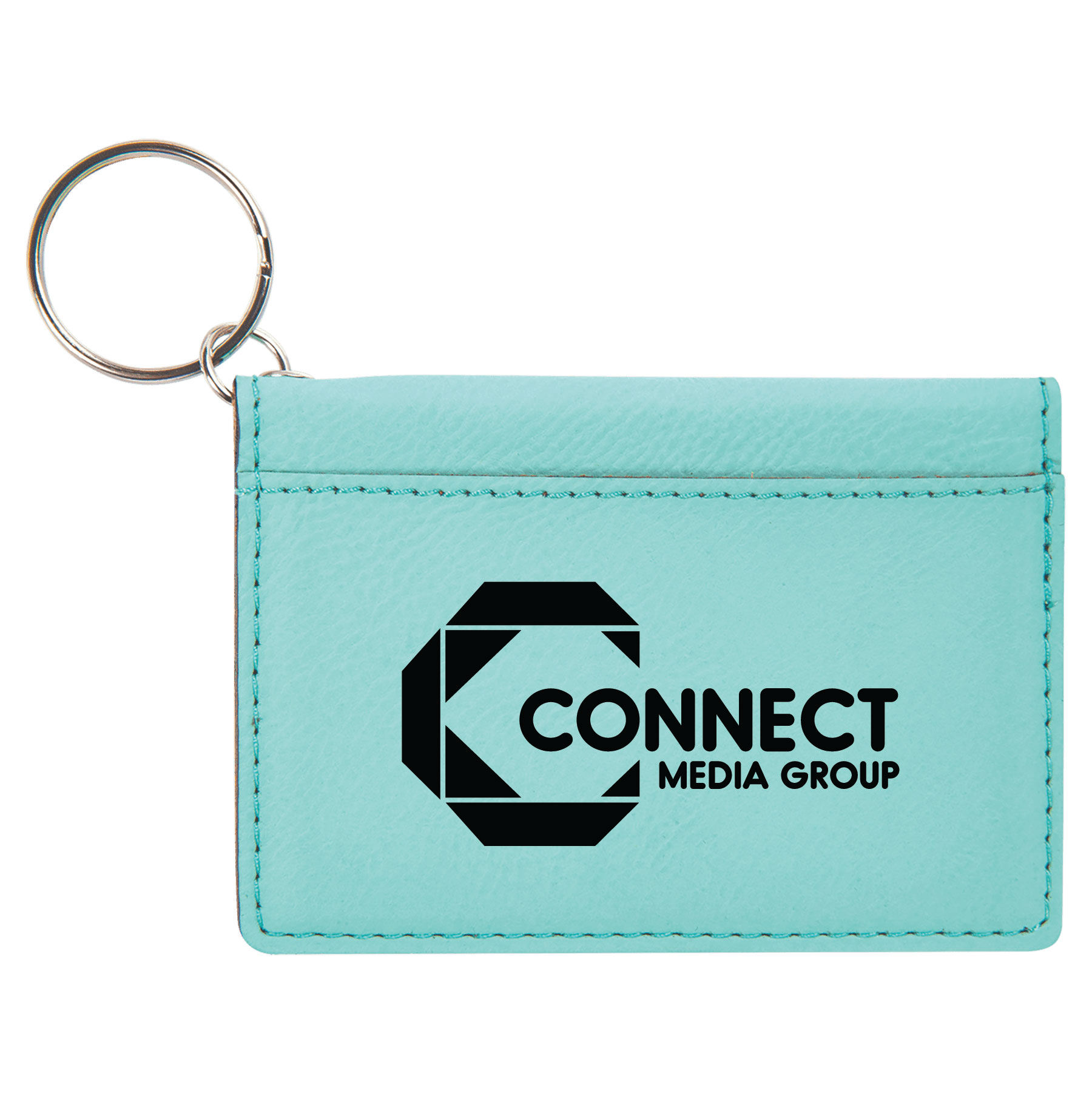 Teal Leatherette Keychain ID Holder