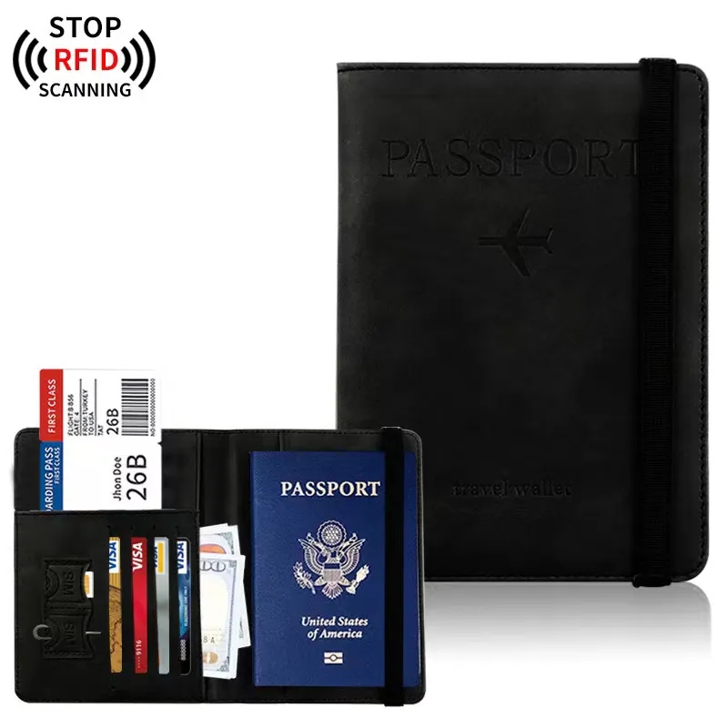 RFID  PU Leather Passport Holder Cover Case 6