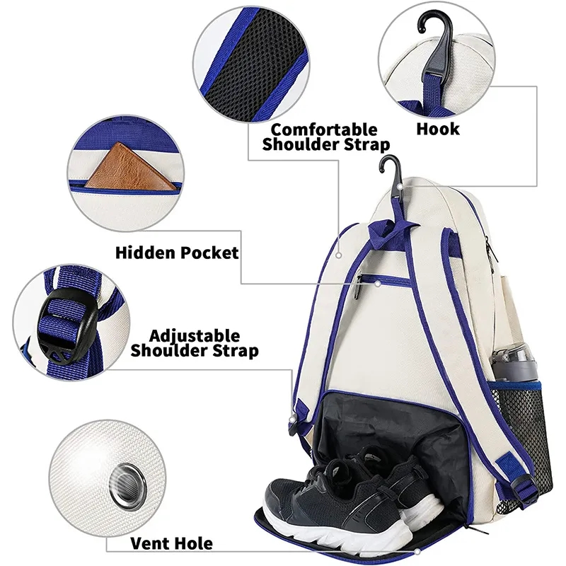Large Tennis Backpacks with Ventilated Shoe Compartment Hold 4