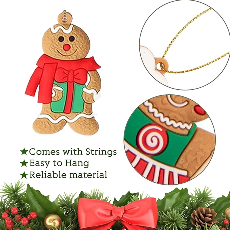 12 Pcs Pvc Gingerbread Man Ornaments For Christmas Tree 3