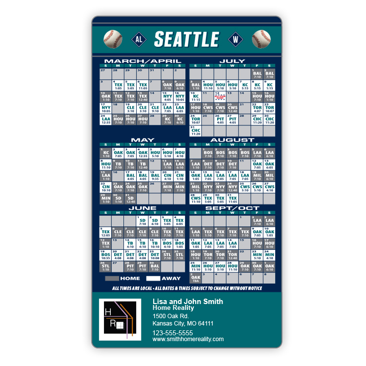 Magnet Sport Schedules - 4x7 Baseball Round Corners - 20 mil. 3