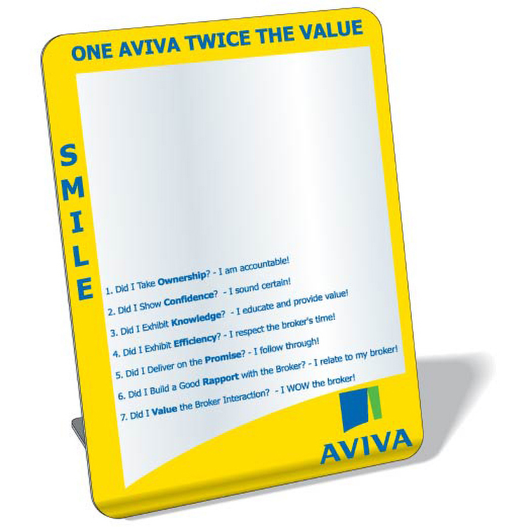 Free-Standing Acrylic Plastic Mirror, 6"x8" Rectangle, Spot Colours