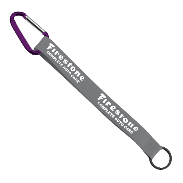 3/4" Sewn Polyester Keychain with Metal Split-Ring and Carabiner 116