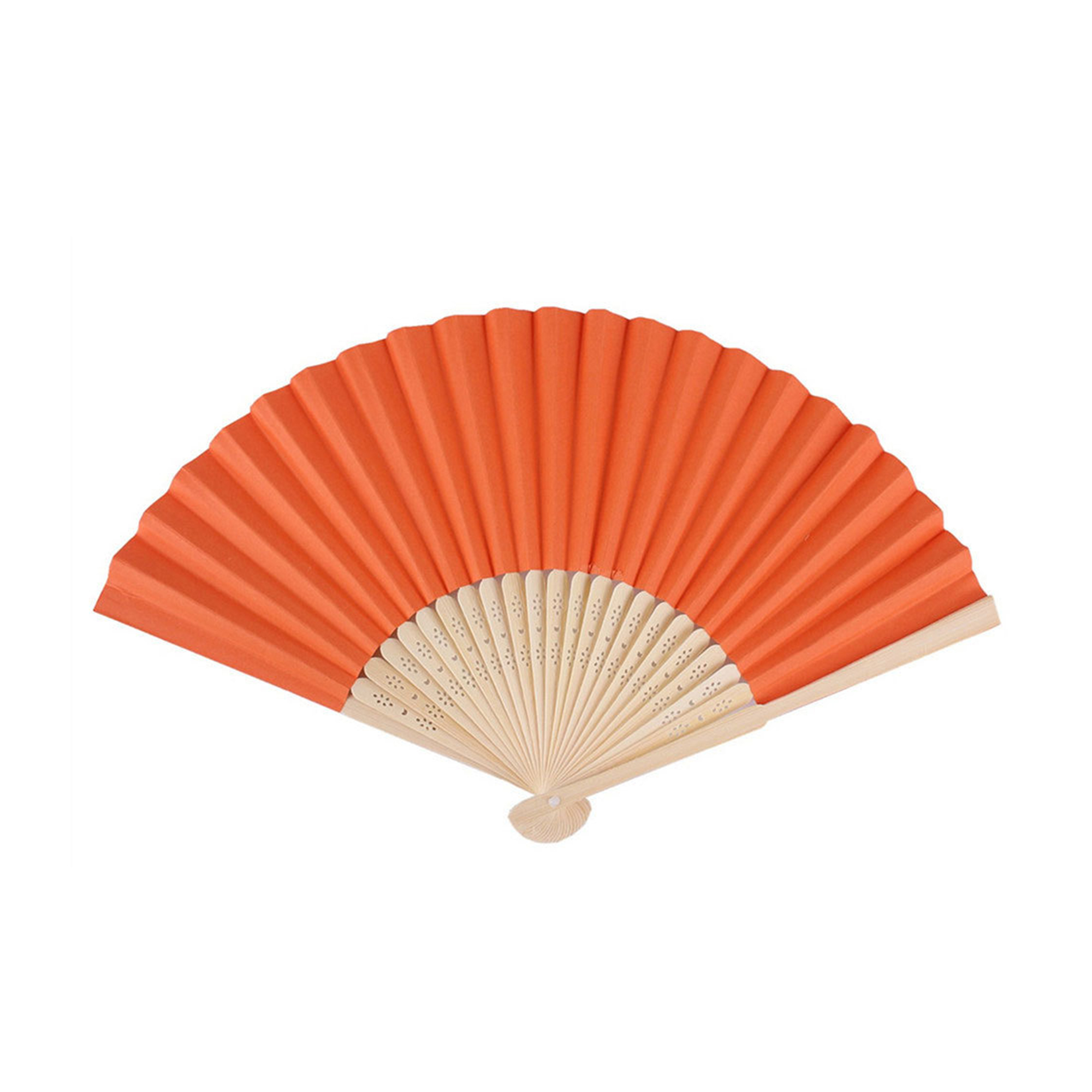 Traditional Style Folding Paper Fan With Bamboo Handle 10