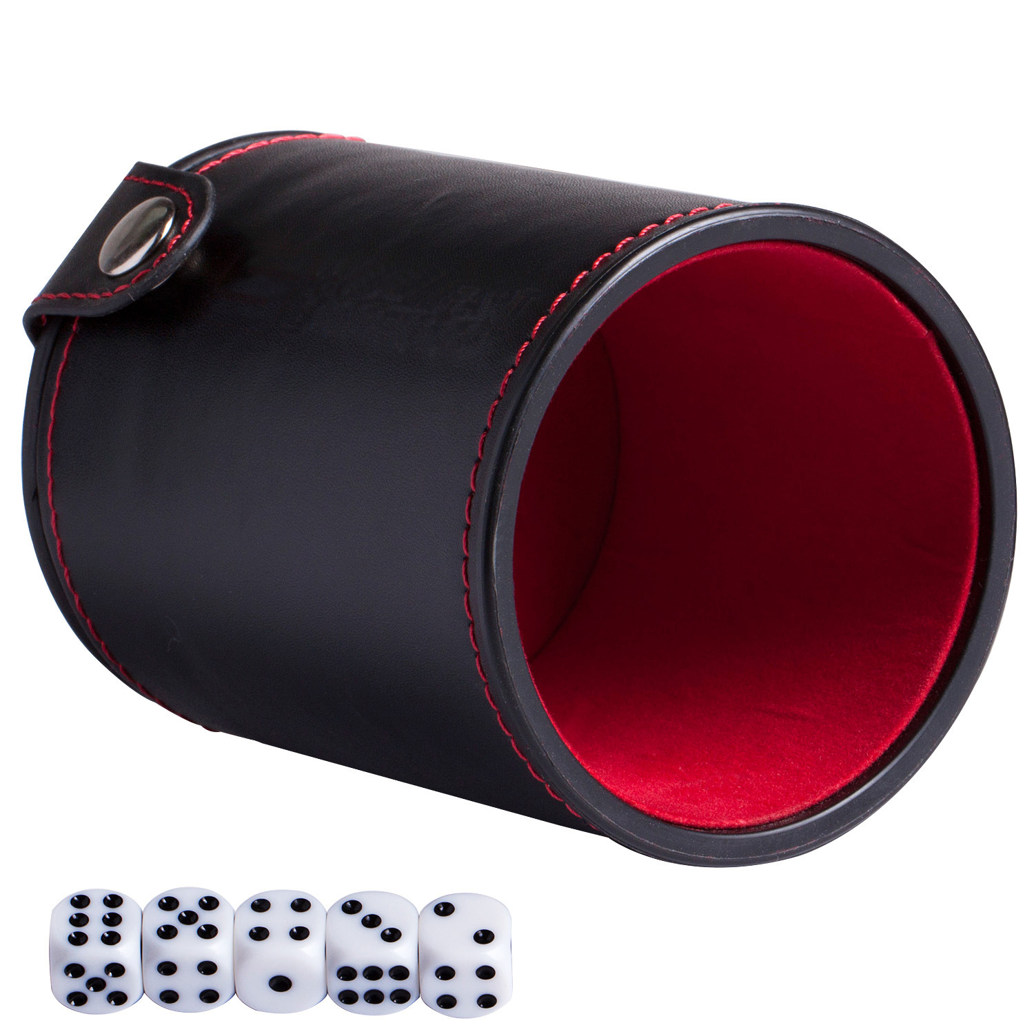 Leatharette Dice CupSatsinchudes 5 Dice that are sioredin the botlom of the cup 4