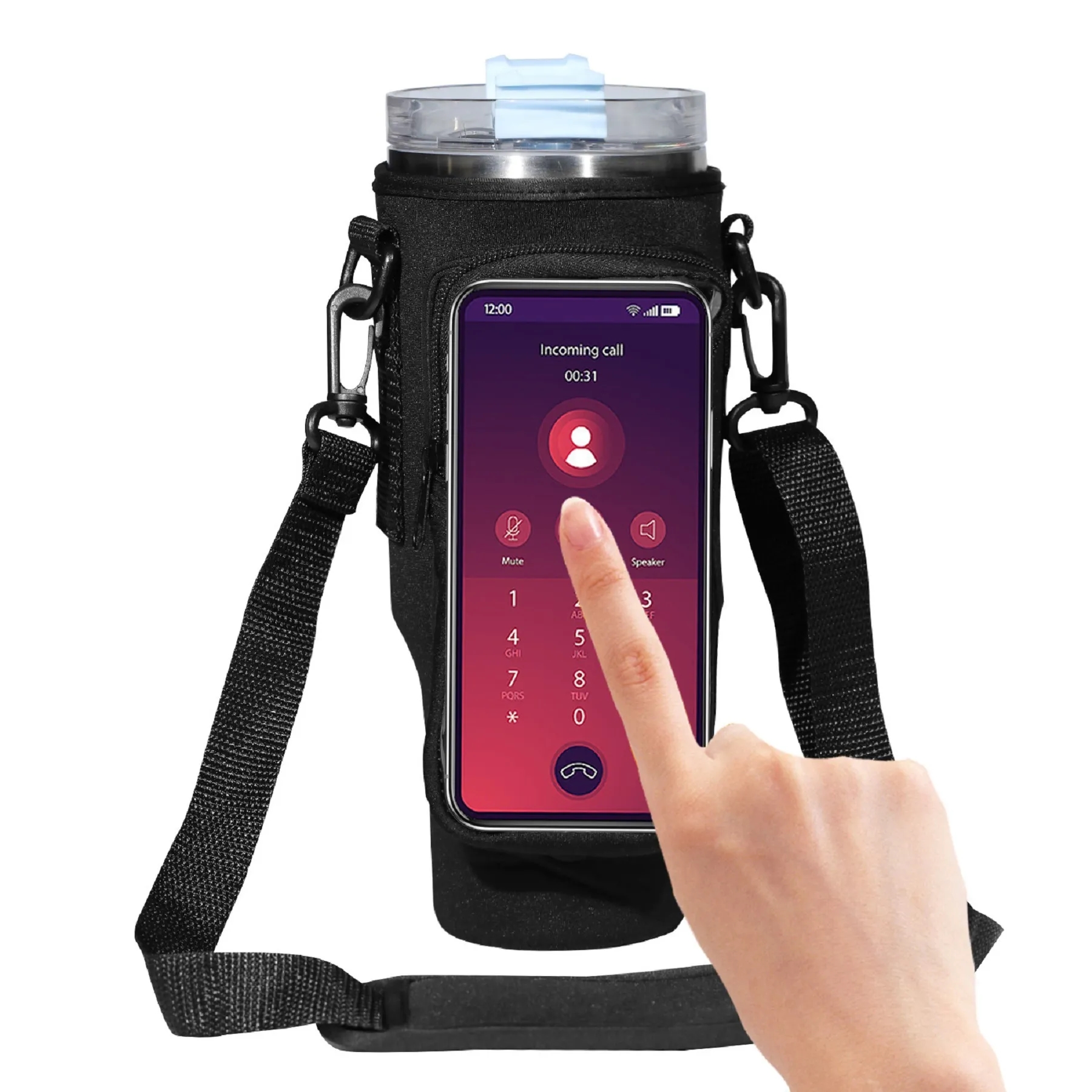 40 Oz. Neoprene Tumbler Sleeve with Touchscreen Phone Bag 4