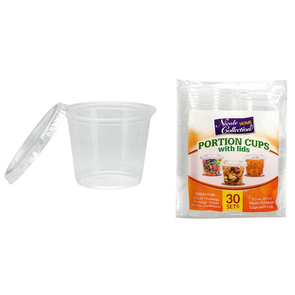 Plastic Portion Cups - Clear with Lids 5.5 oz 30 Pack 2