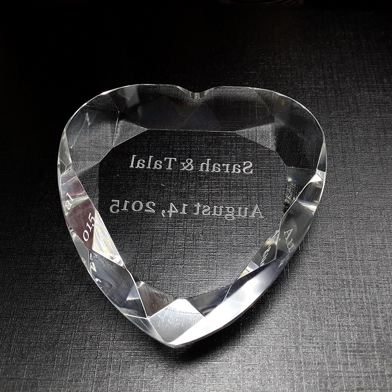 Crystal Heart Shaped Faceted Paperweight 3