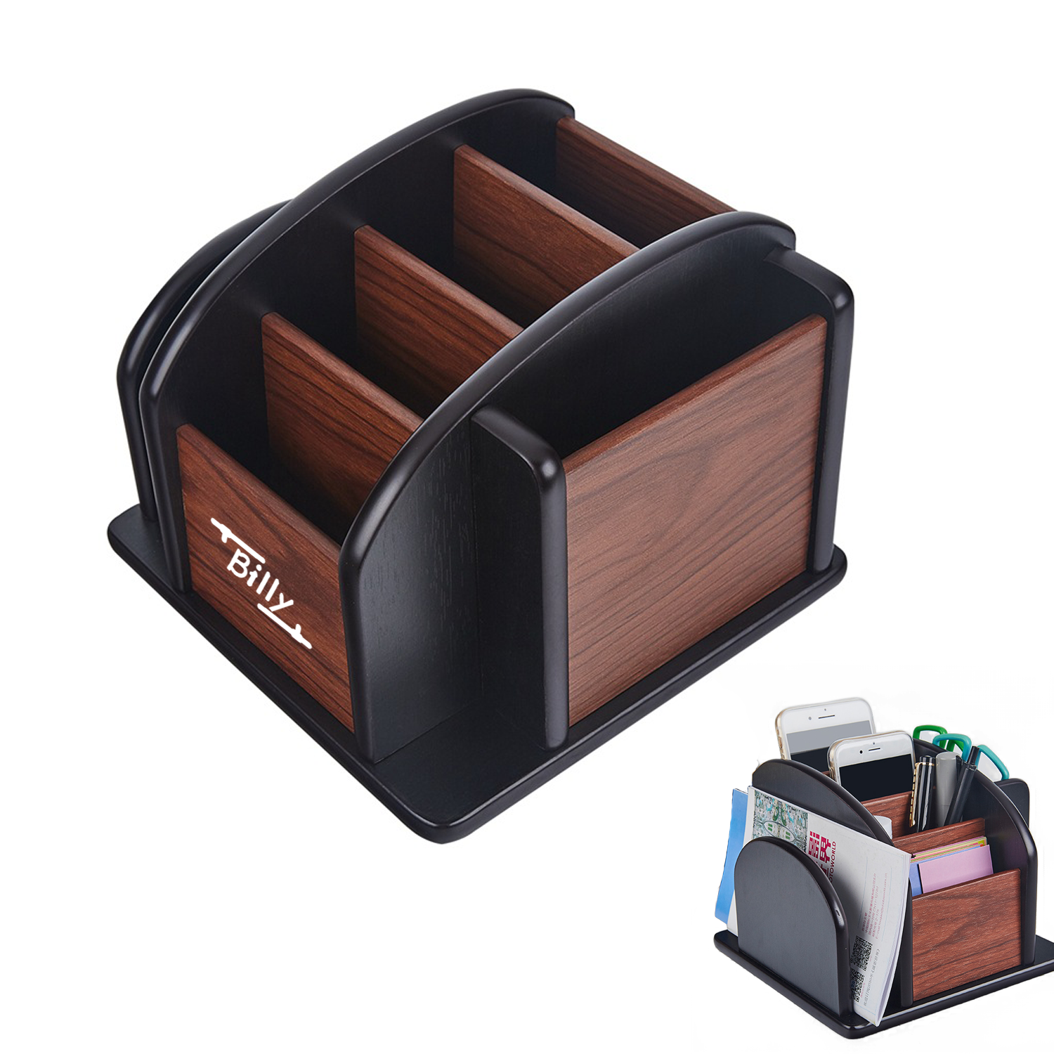 Office Wood Stationery Supplies Desk Organizer 1