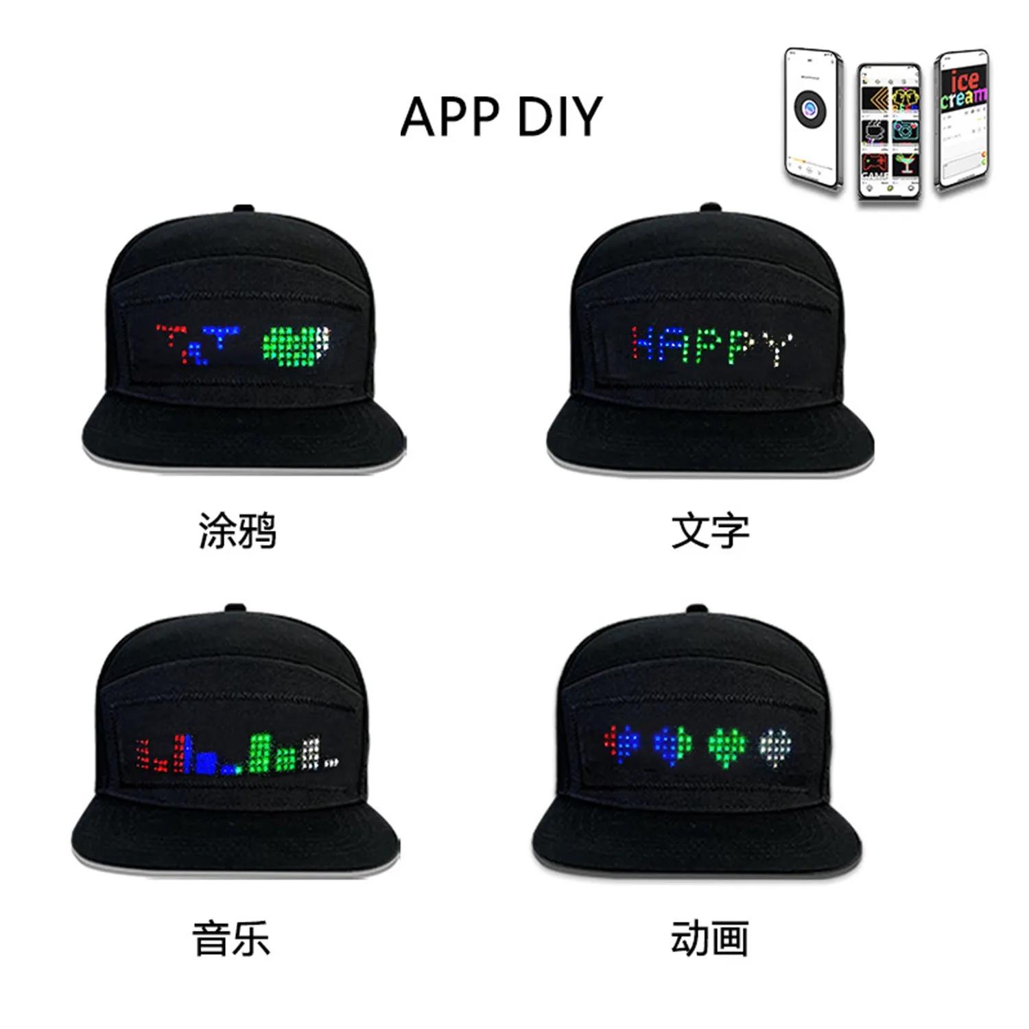 Animated Bluetooth Led Sign Hat 4