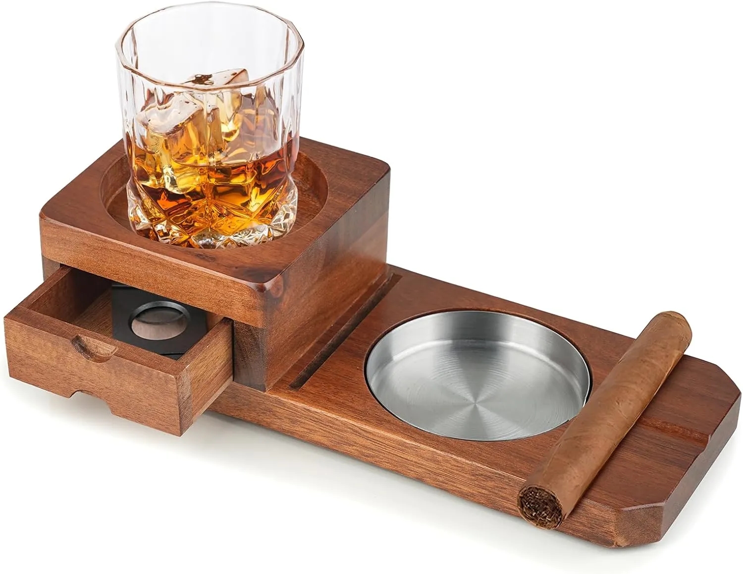 Cigar Ashtray Coasters Whiskey Glass Tray 4