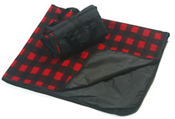 Plaid Fleece / Nylon Picnic Blanket - Embroidered 2