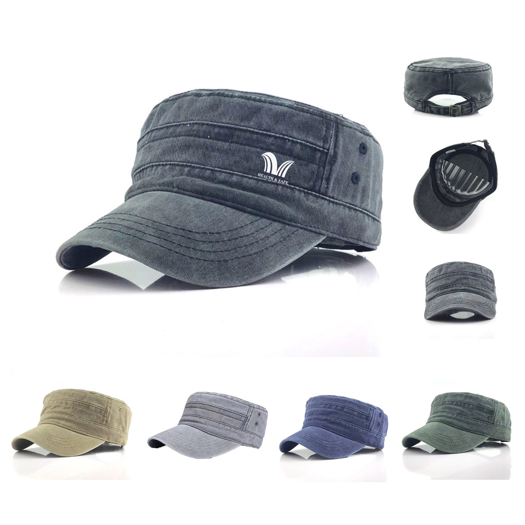Washed Cotton Hat Distressed Cadet Cap Military Army Style 2