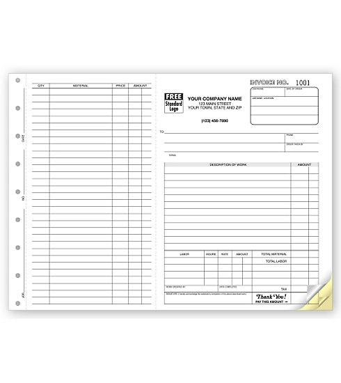 Work Orders, Side-Stub, Carbonless, Large 1
