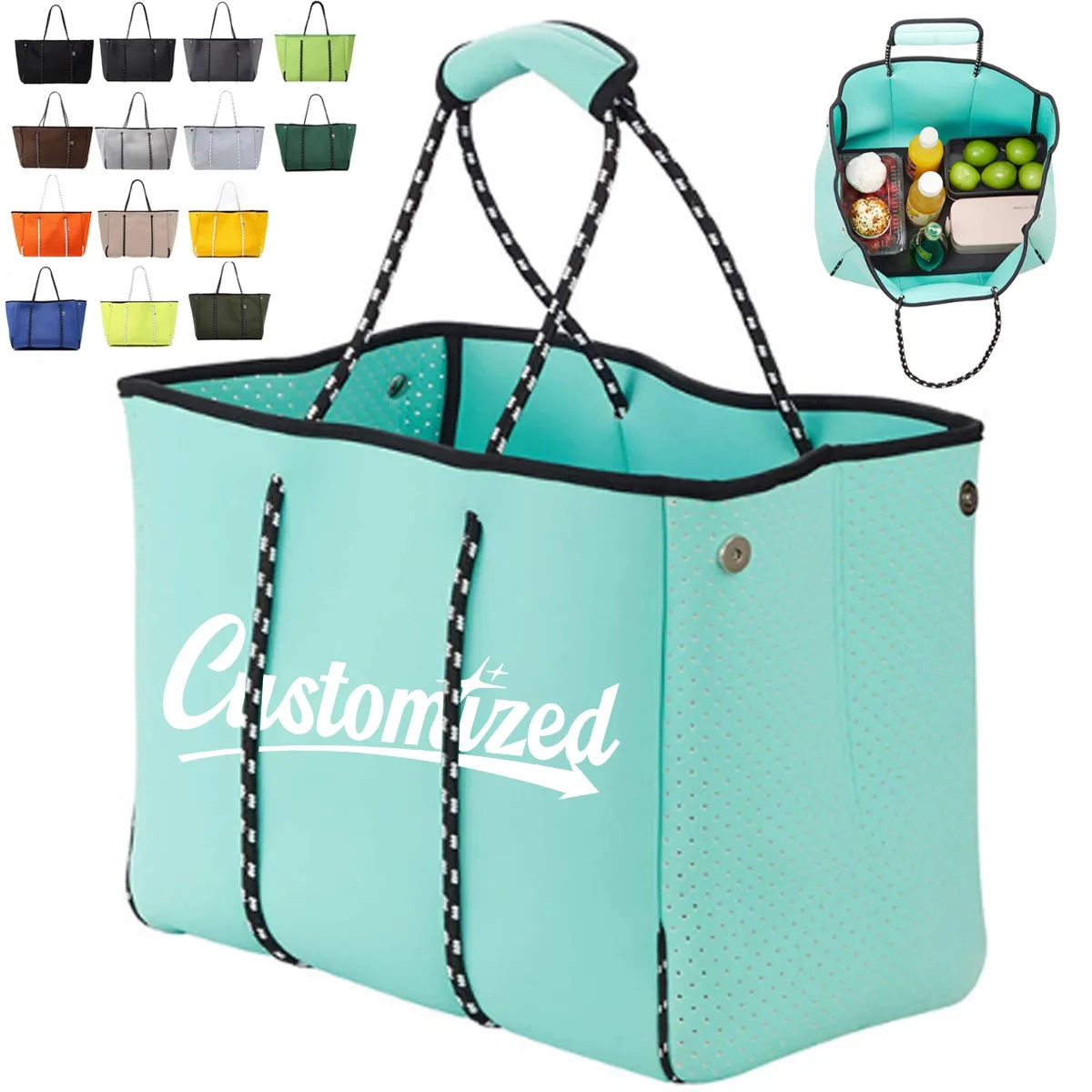 Large Neoprene Beach Tote Bag Rope Handles 6