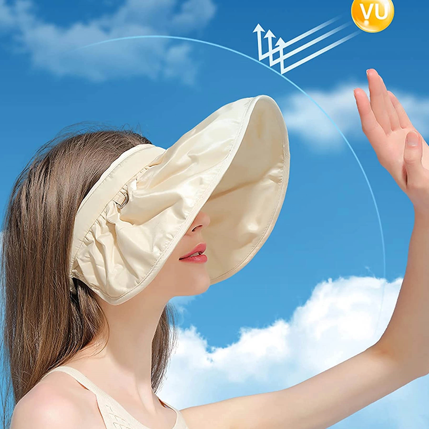 2 In 1 Headband Visor Foldable Bonnet Wide Brim Hat 4