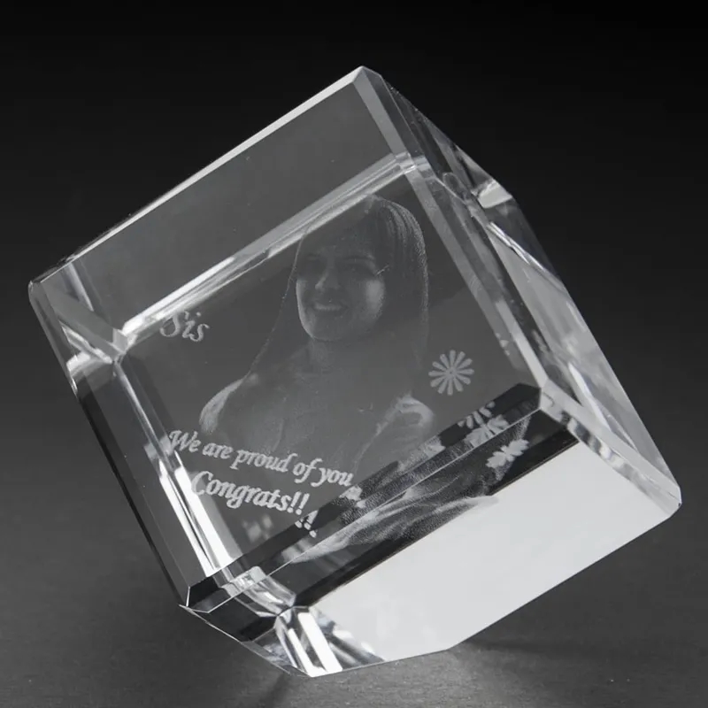 Optical Crystal Bevel Edged Cube 5