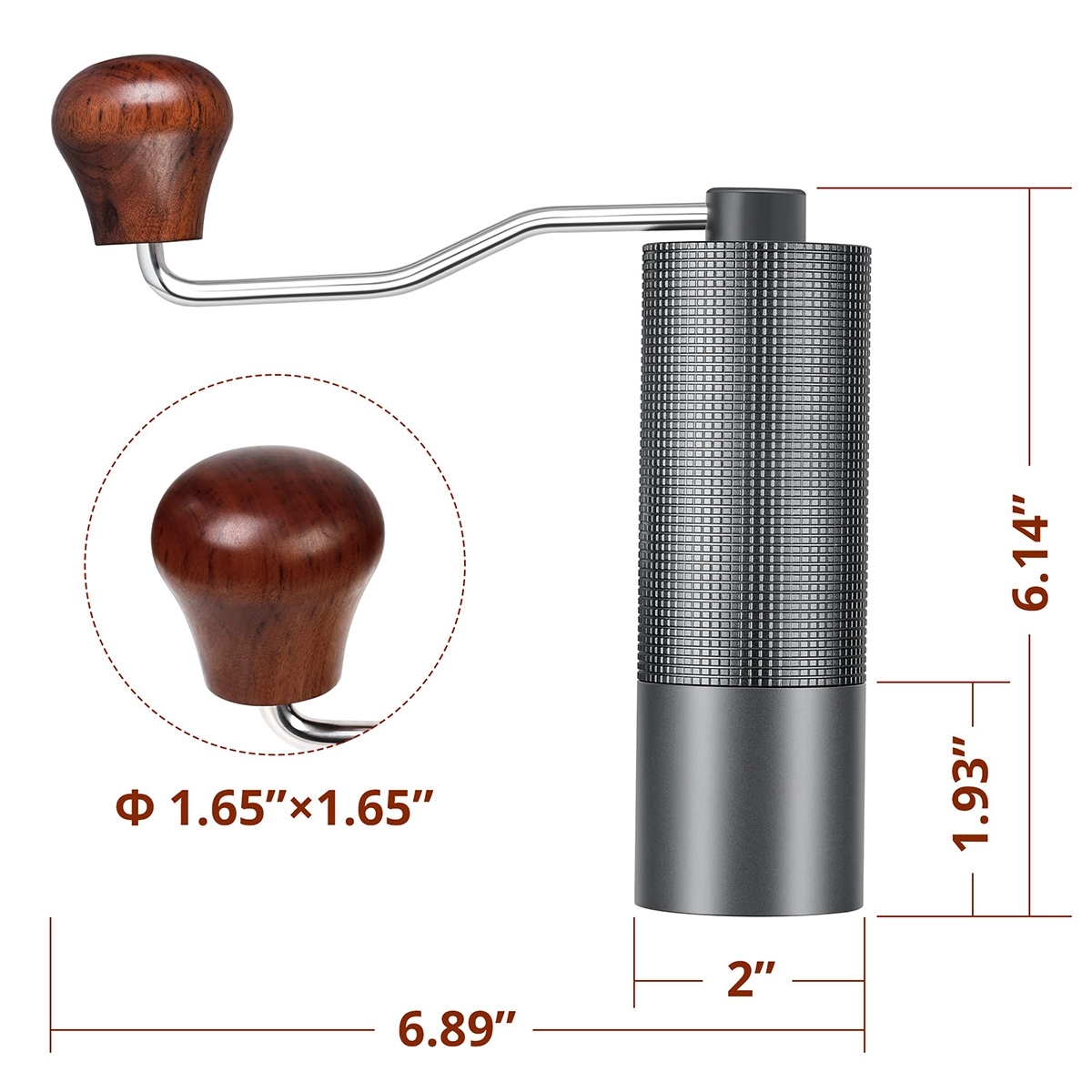 Stainless Steel Manual Burr Hand Coffee Grinder with Crank 6