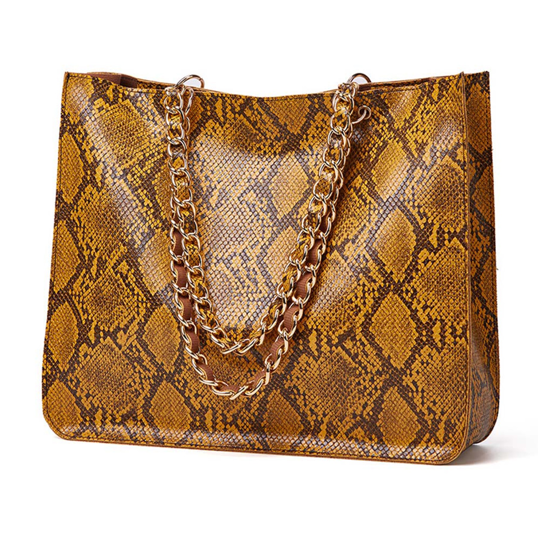 Women Snake Print Leather Tote Bag 7