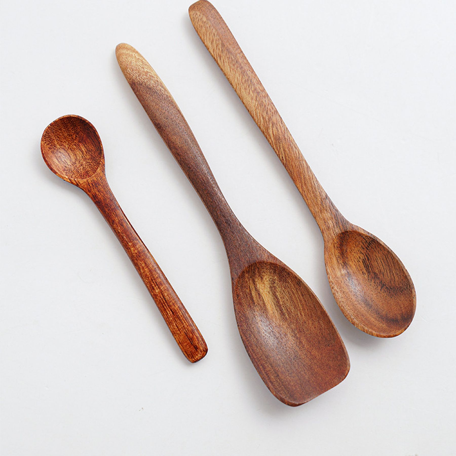 Long Handle Wood Soup Spoons For Eating Mixing Stirring 4
