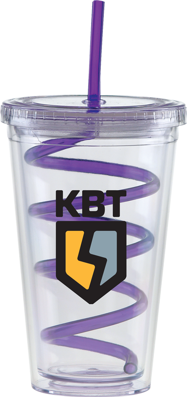 Carnival Cups-Color Curly Straw, Clear Lid 22