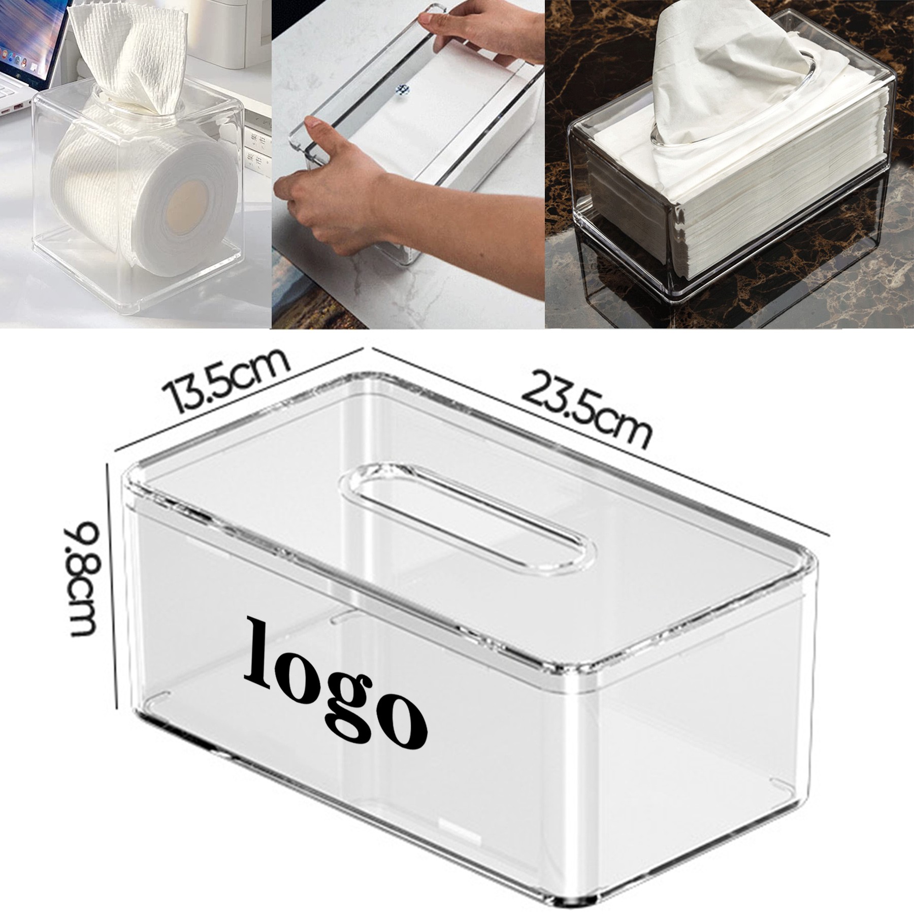 Acrylic Tissue Box Holder With Cover Rectangular