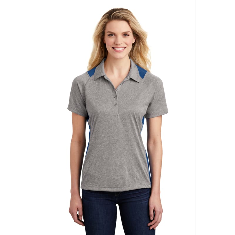 Sport-Tek Women's Heather Colorblock Contender Polo. 94