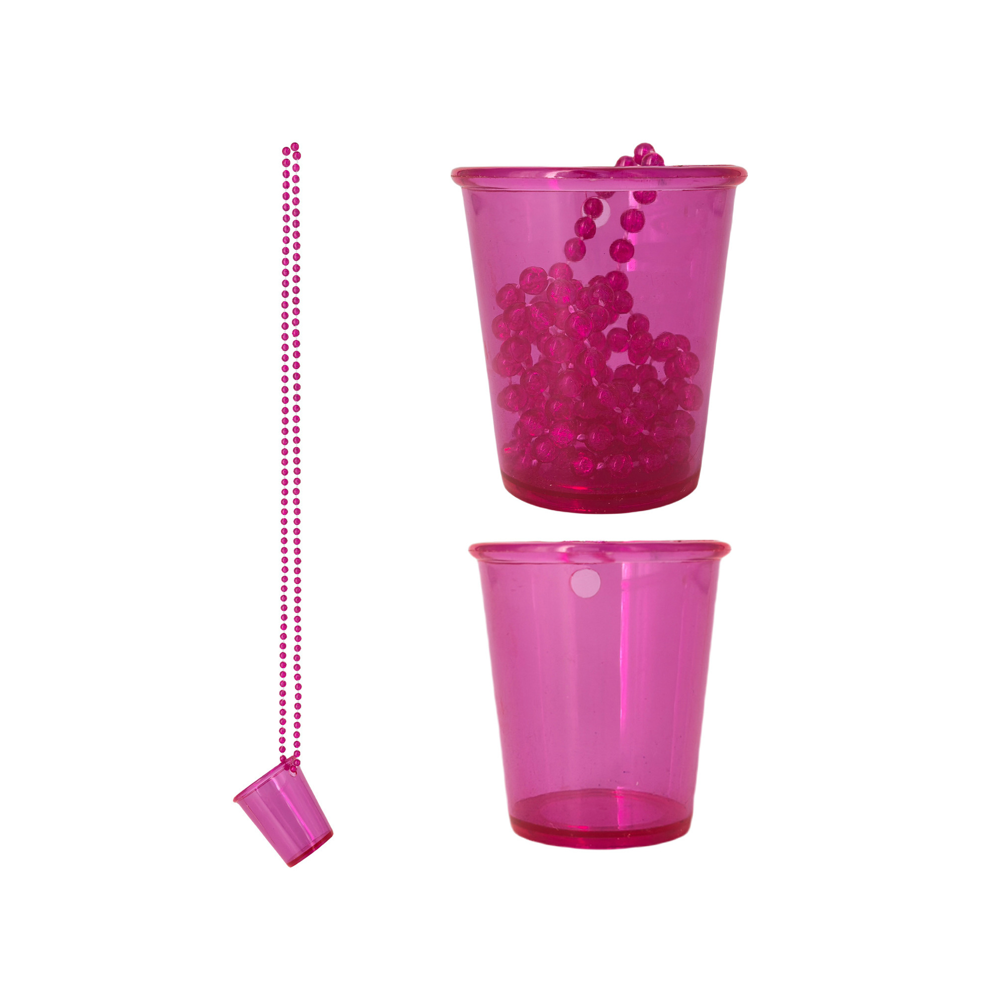 Plastic Shot Glass Necklace With Thirty Inch Chain 1.37" Width X 2.2" Height 8