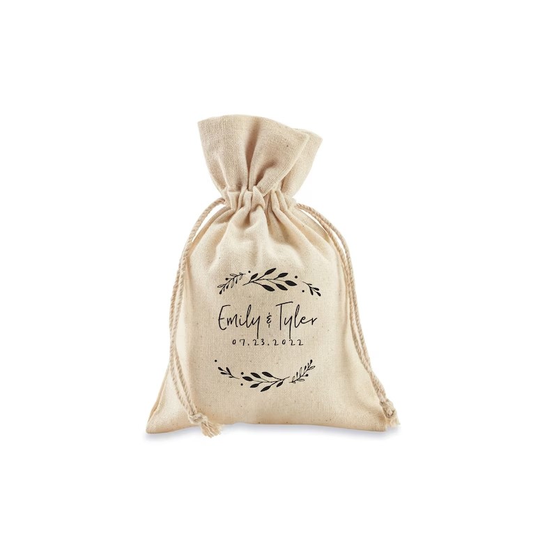 Medium Cotton and Linen Drawstring Bag ( 4.7'' x 5.9'' ) 1