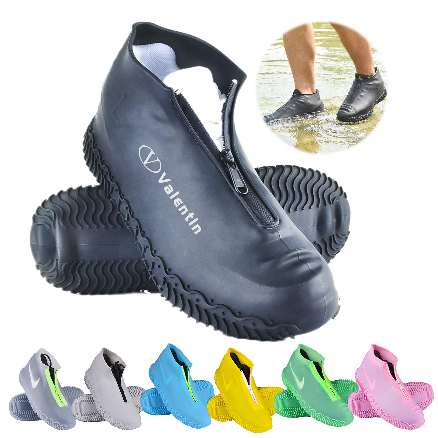 Silicone Waterproof Shoe Covers With Zipper 2