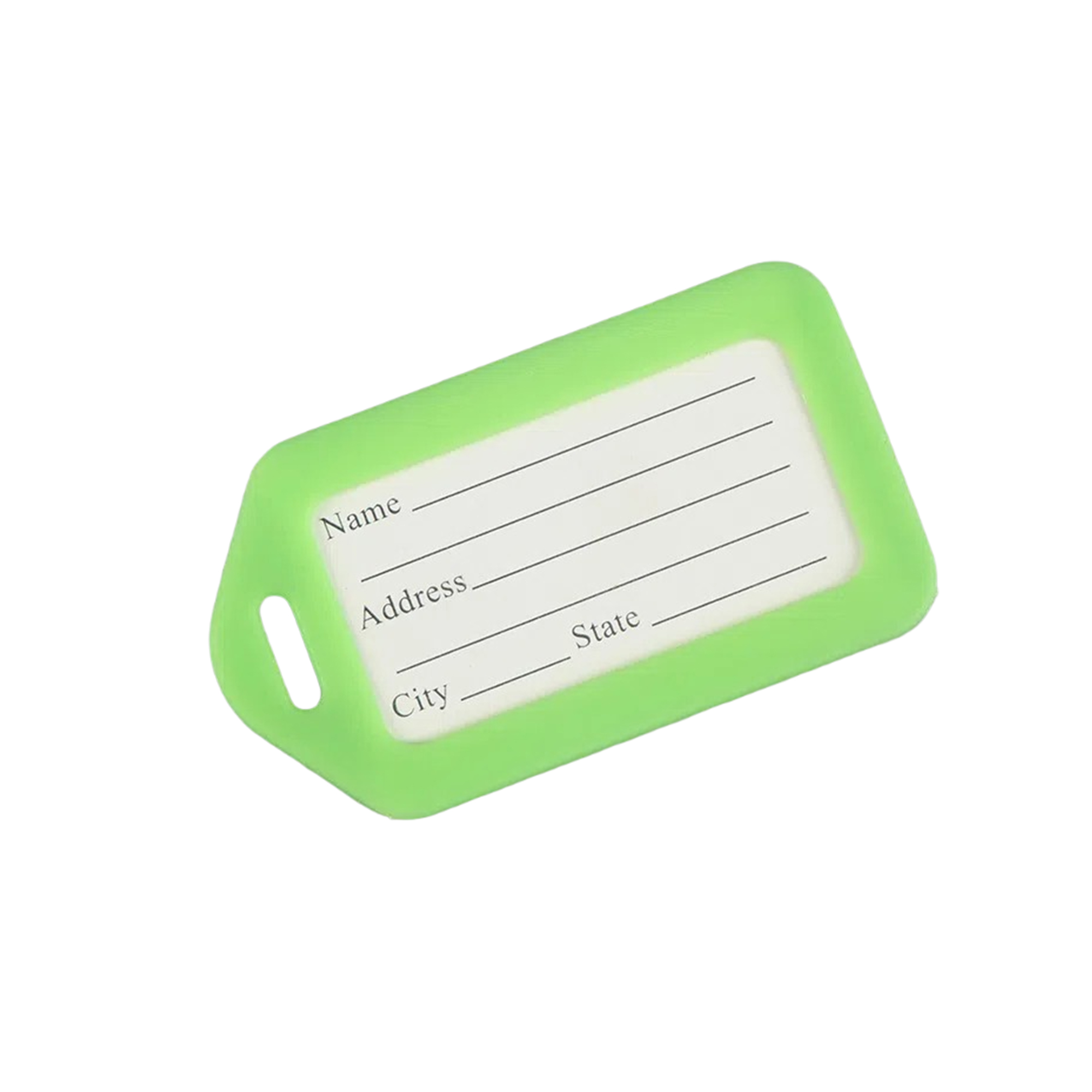 Rigid Plastic Luggage Tag With Steel Cable 3.4 x 2 7