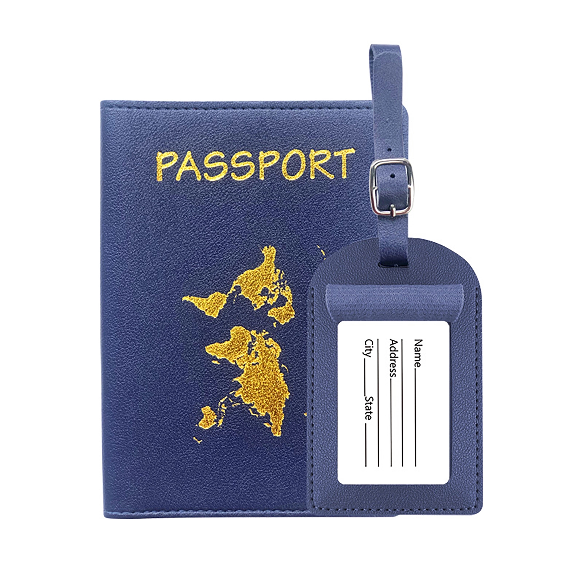 MOQ 100pcs PU Leather Passport Cover Luggage Tag Set 8