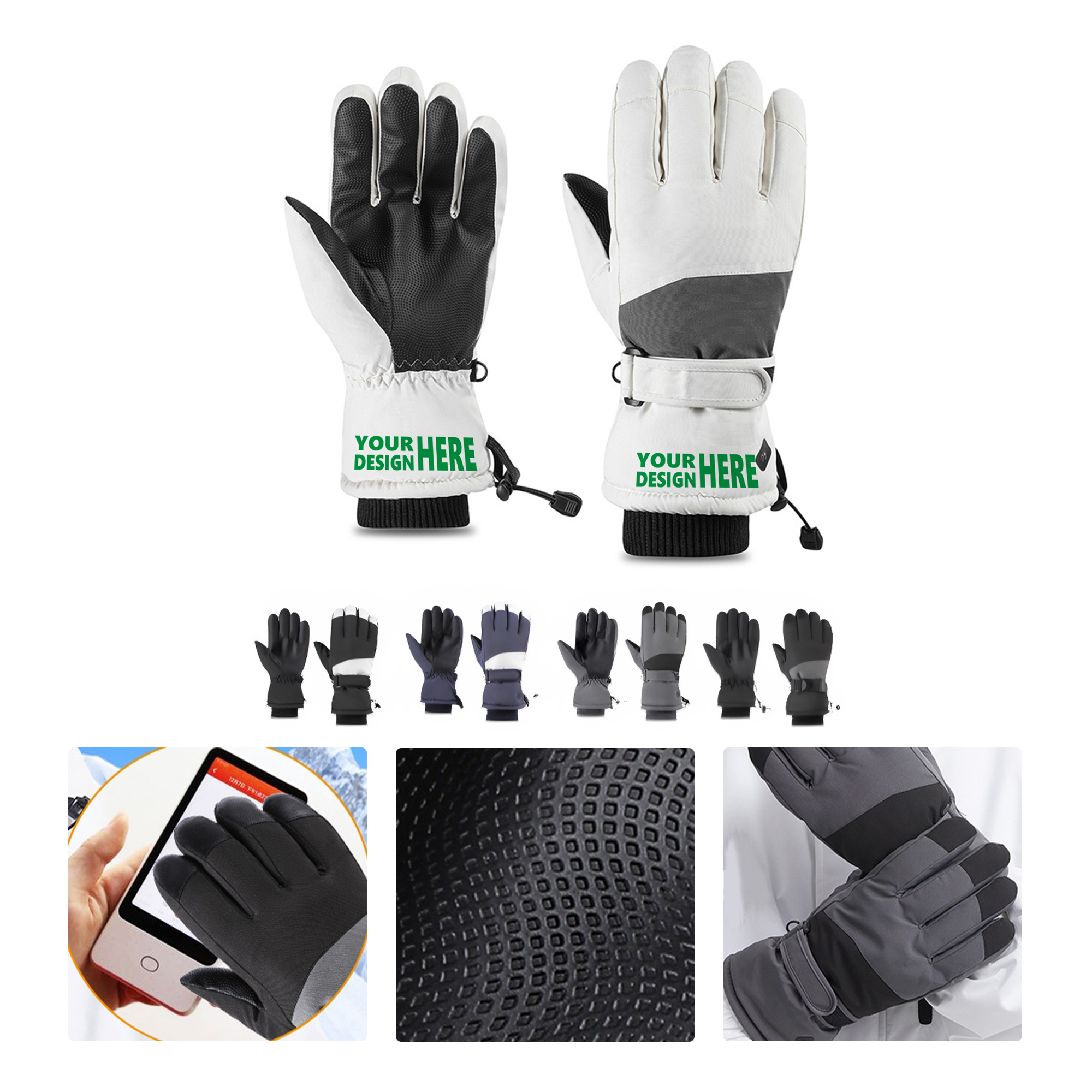 MOQ50 Waterproof Thermal Ski Gloves With Custom Logo 2