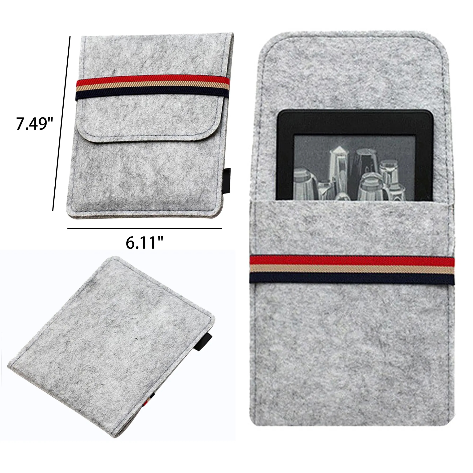 Portable E-Reader E-Book Felt Carrying Pouch 2