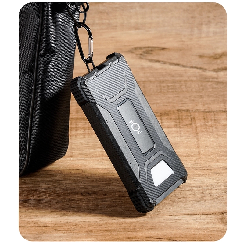 10000mAh Solar Power Bank with LED Flashlight & Carabiner 3