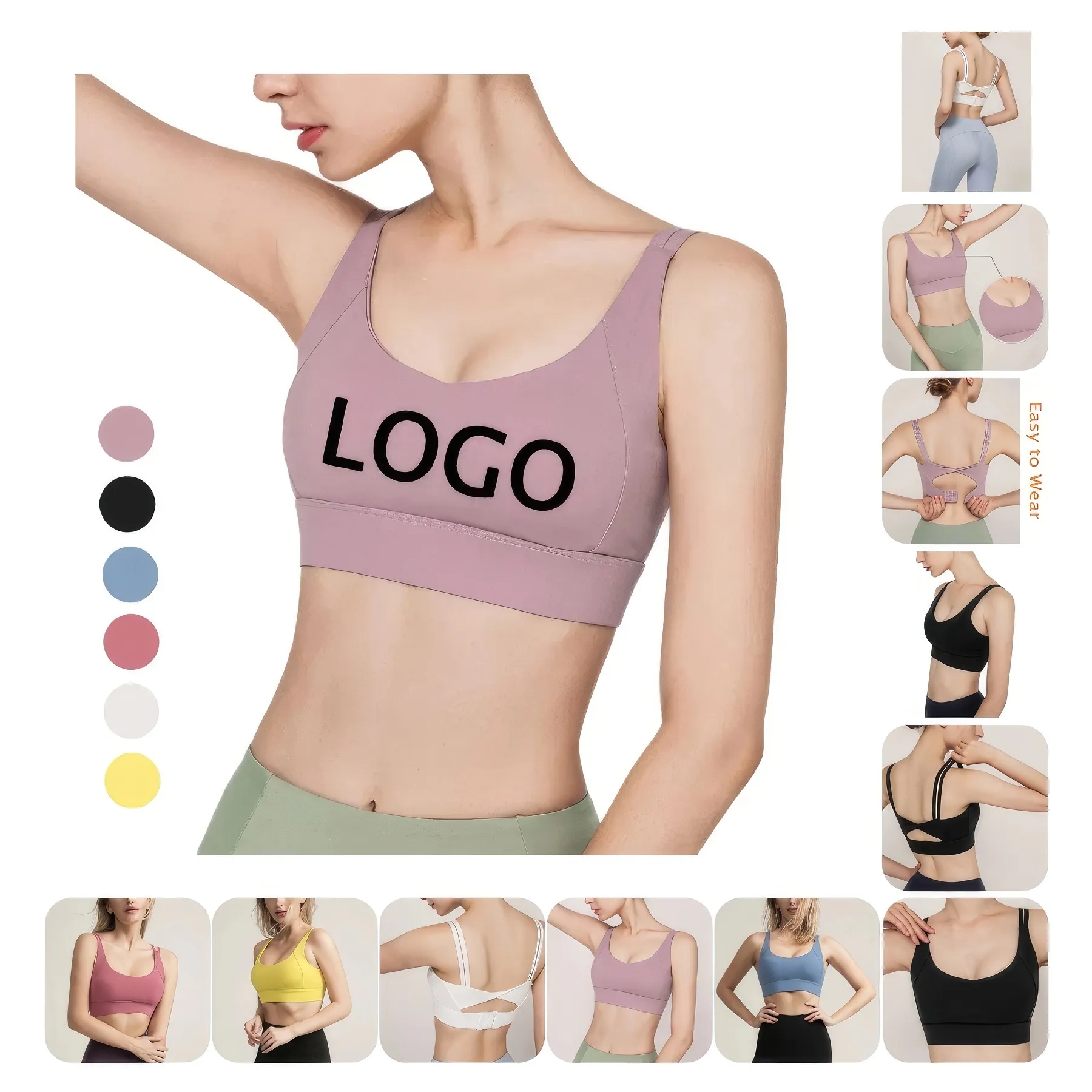 Women Sports Fitness Workout Padded Yoga Bra & Running Tops 2