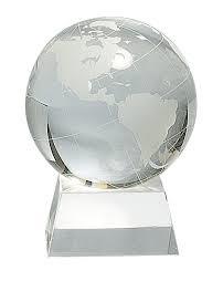 Crystal: 3.5" Globe on Clear Base Award 2
