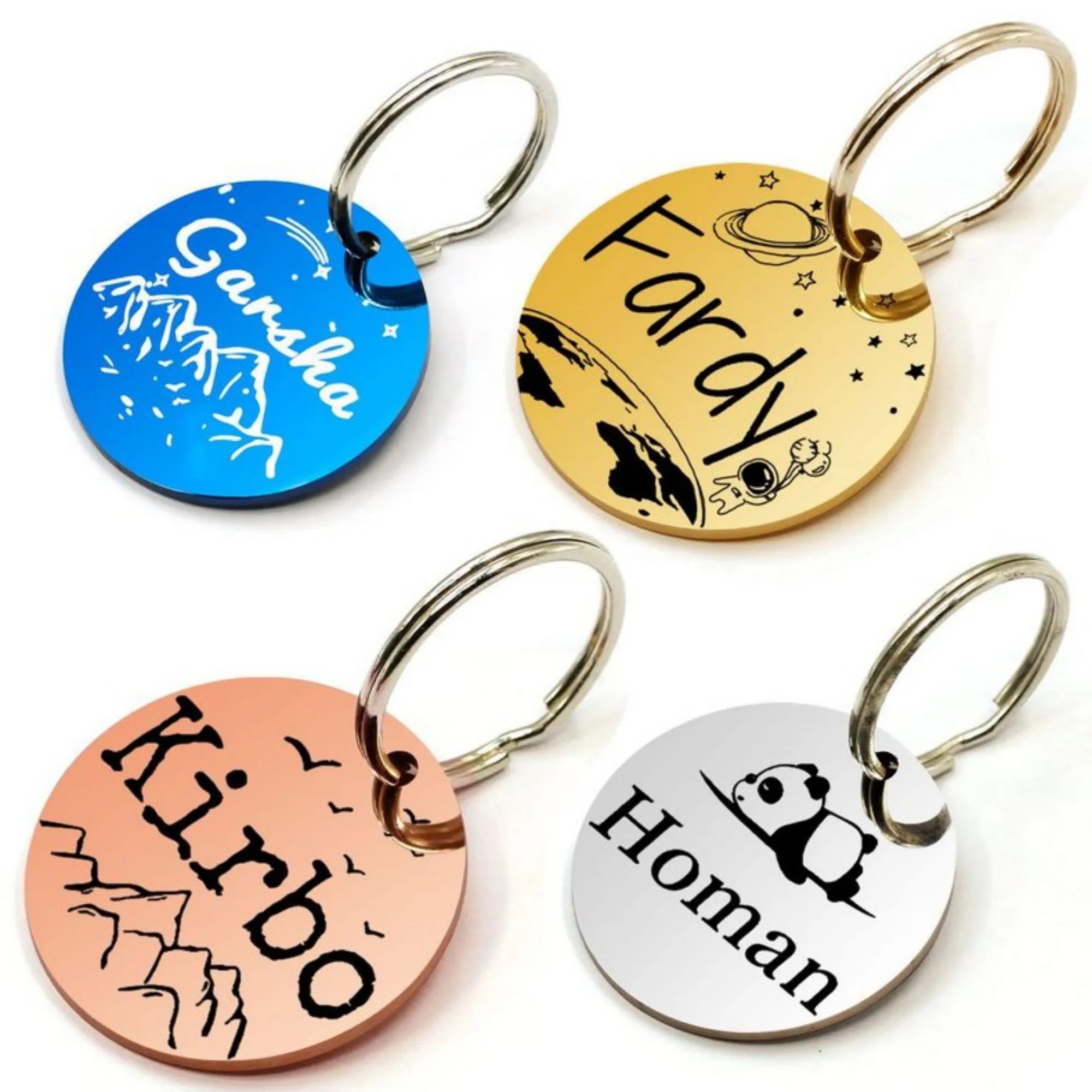 Stainless Steel Round Metal Tag Key Chains 2