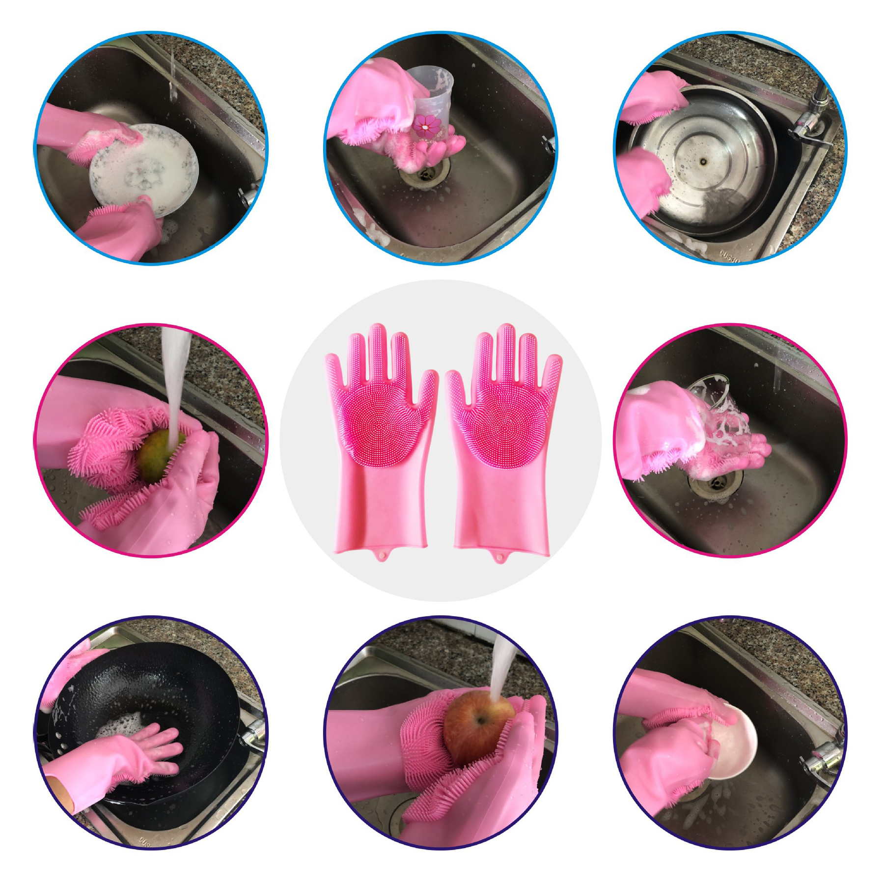 Multi-function Silicone Washing Gloves 3