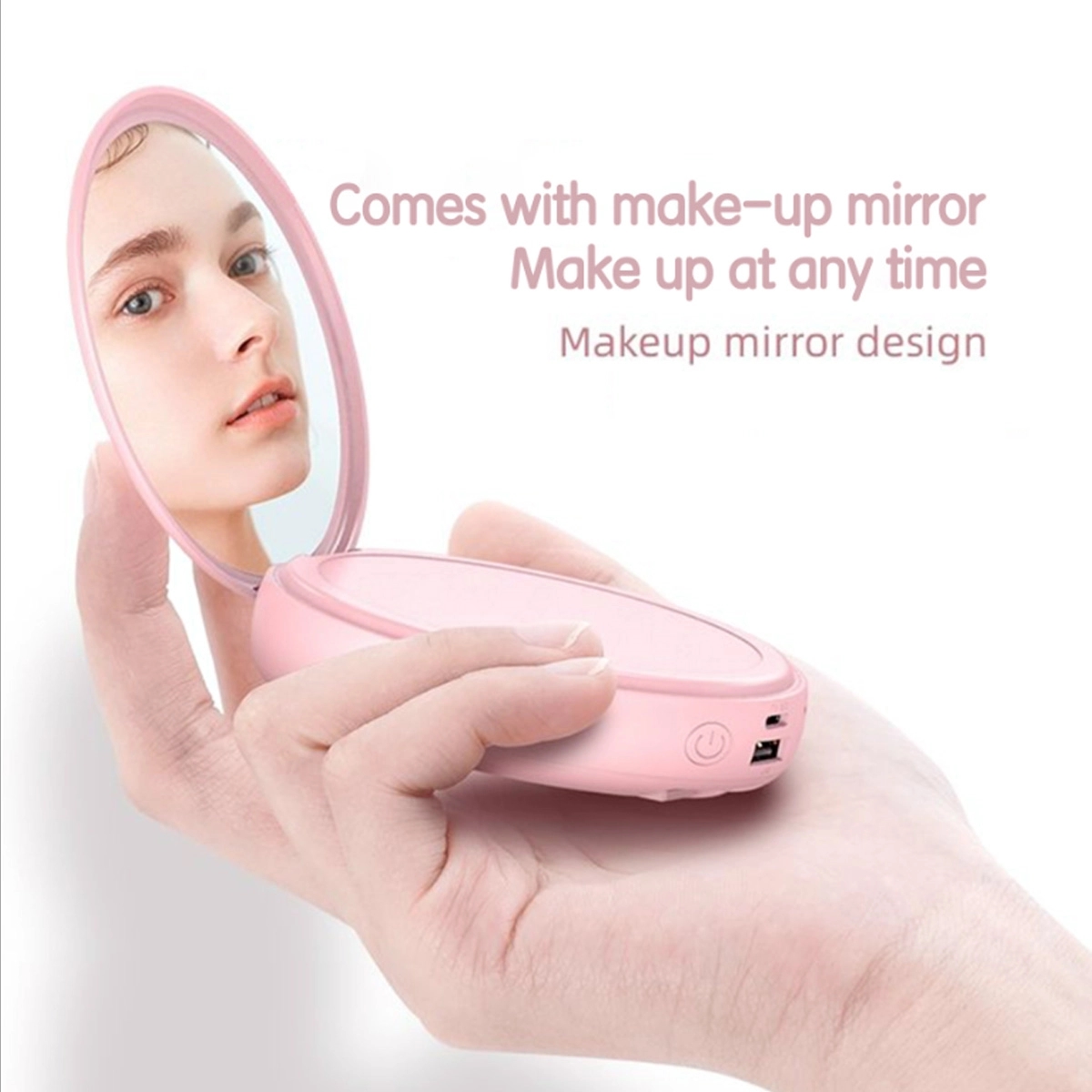 Portable Charger Mirror Power Bank 5000mah with Cables 7