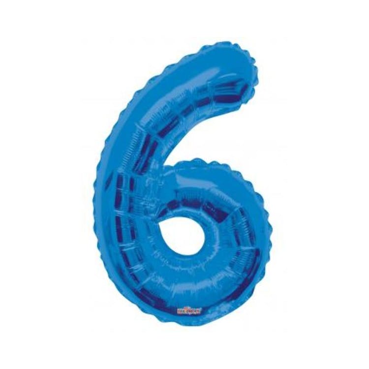 Mylar Number 6 Balloons - Blue 34" 2