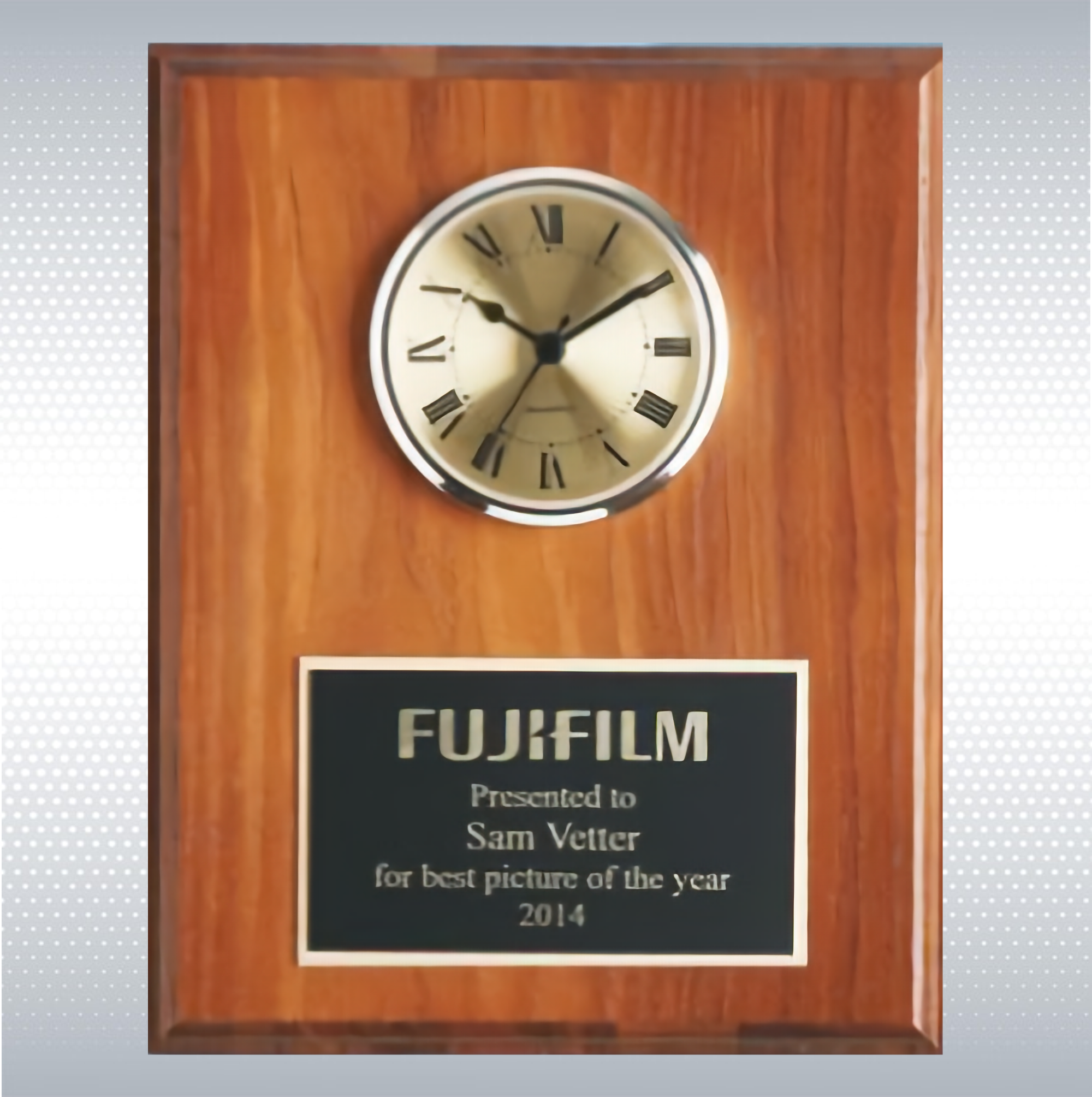 Walnut Square Edge Solid Wood Plaque w/ Clock 6