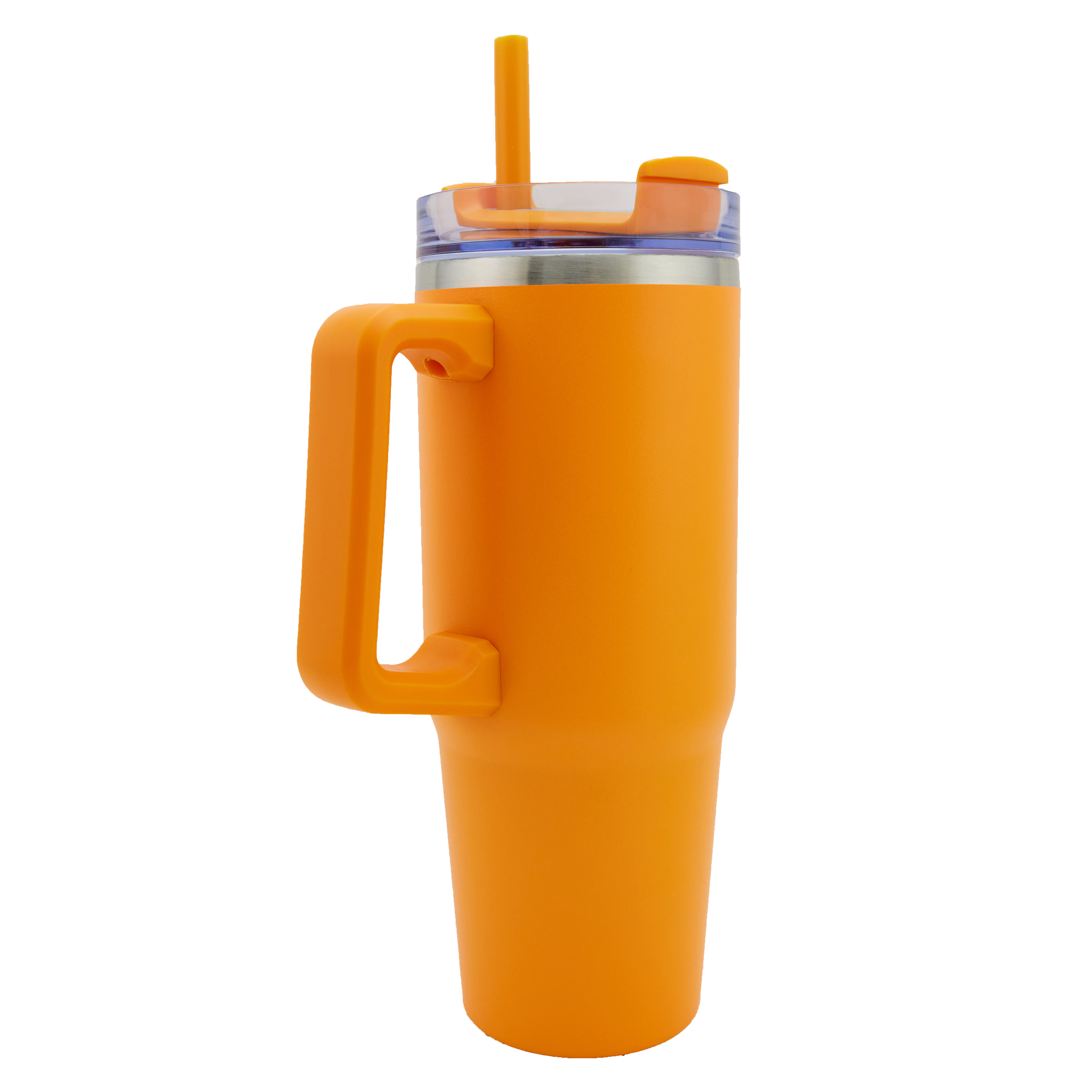 Newport 30 Oz. Double wall Stainless Steel Vacuum Insulated Tumbler w/Handle and Straw (Orange) 6
