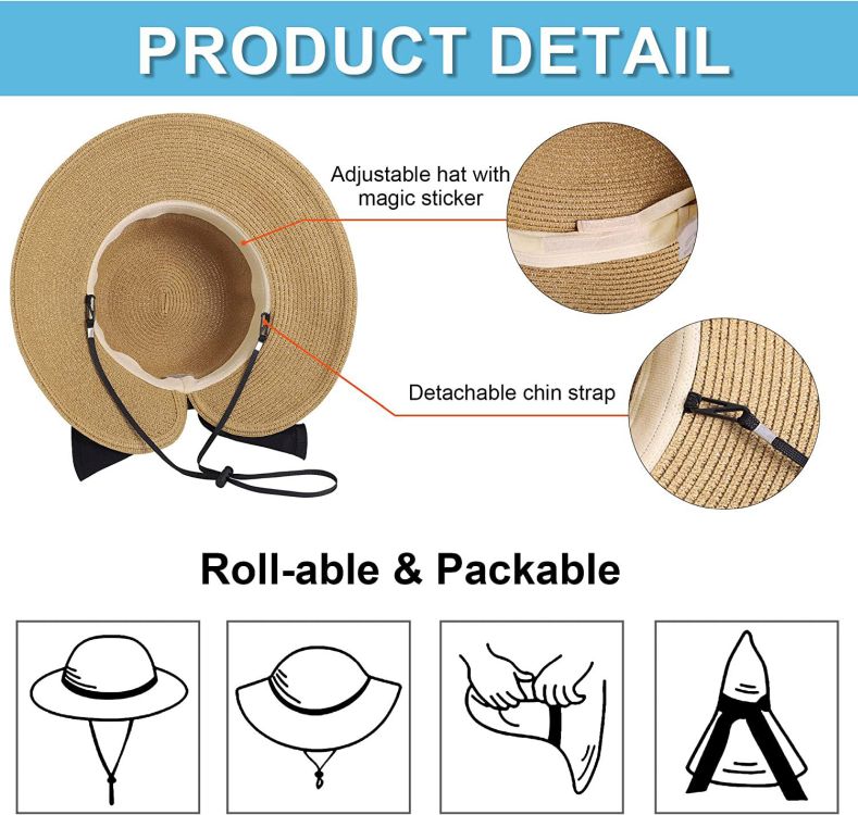 UPF 50+ Women's Lightweight Packable Beach Sun Hat 3