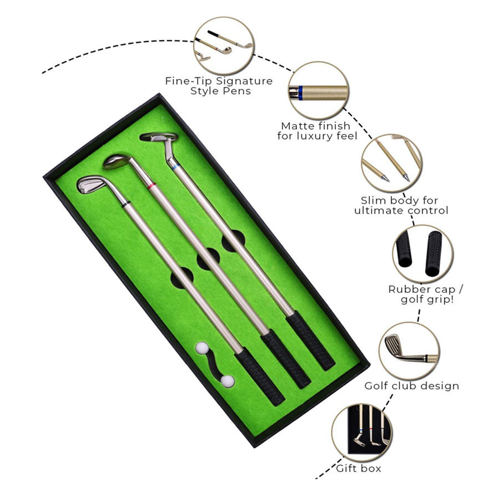 Mini Desktop Golf Ball Pen Gift Set 3