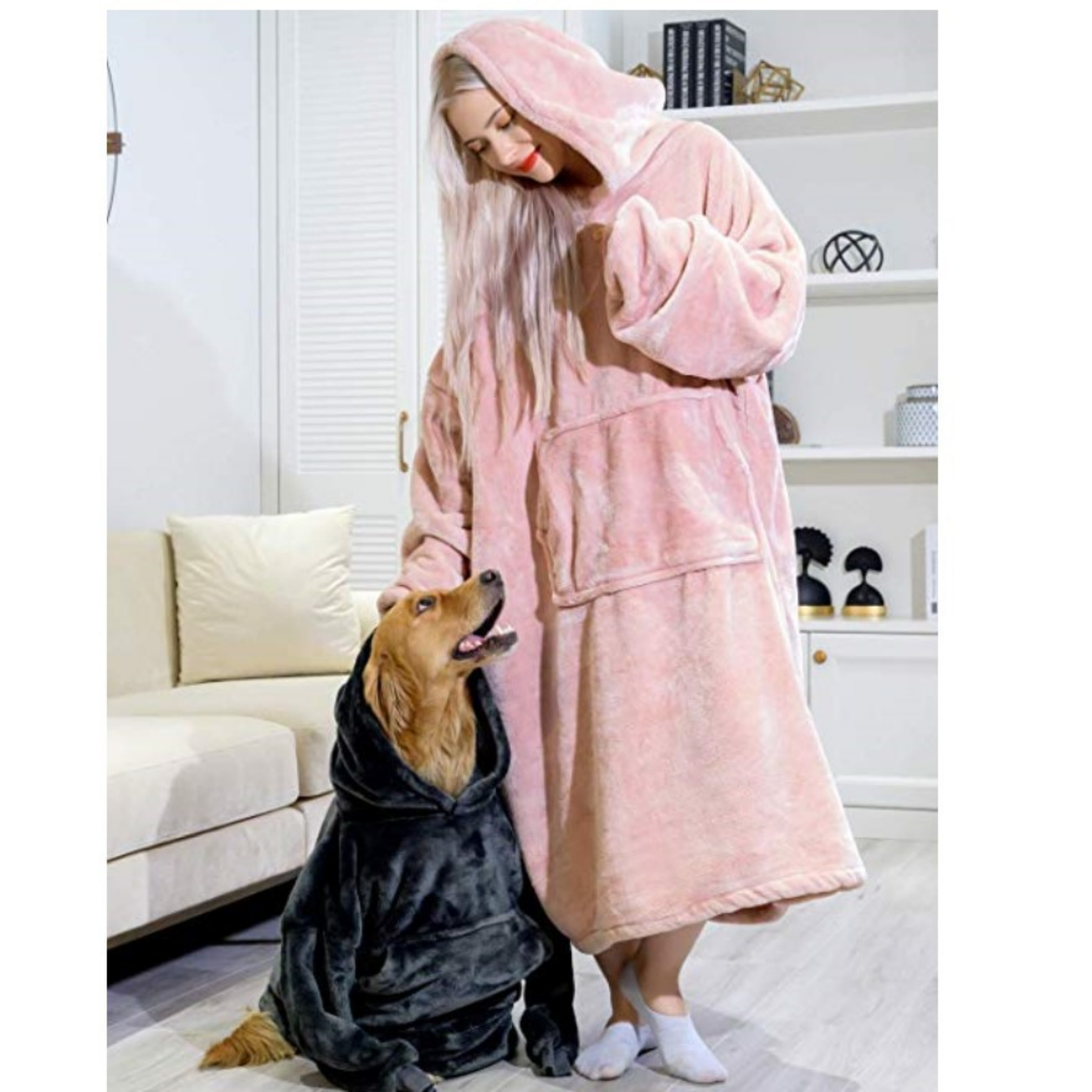 Oversized Microfiber & Sherpa Wearable Blanket 3