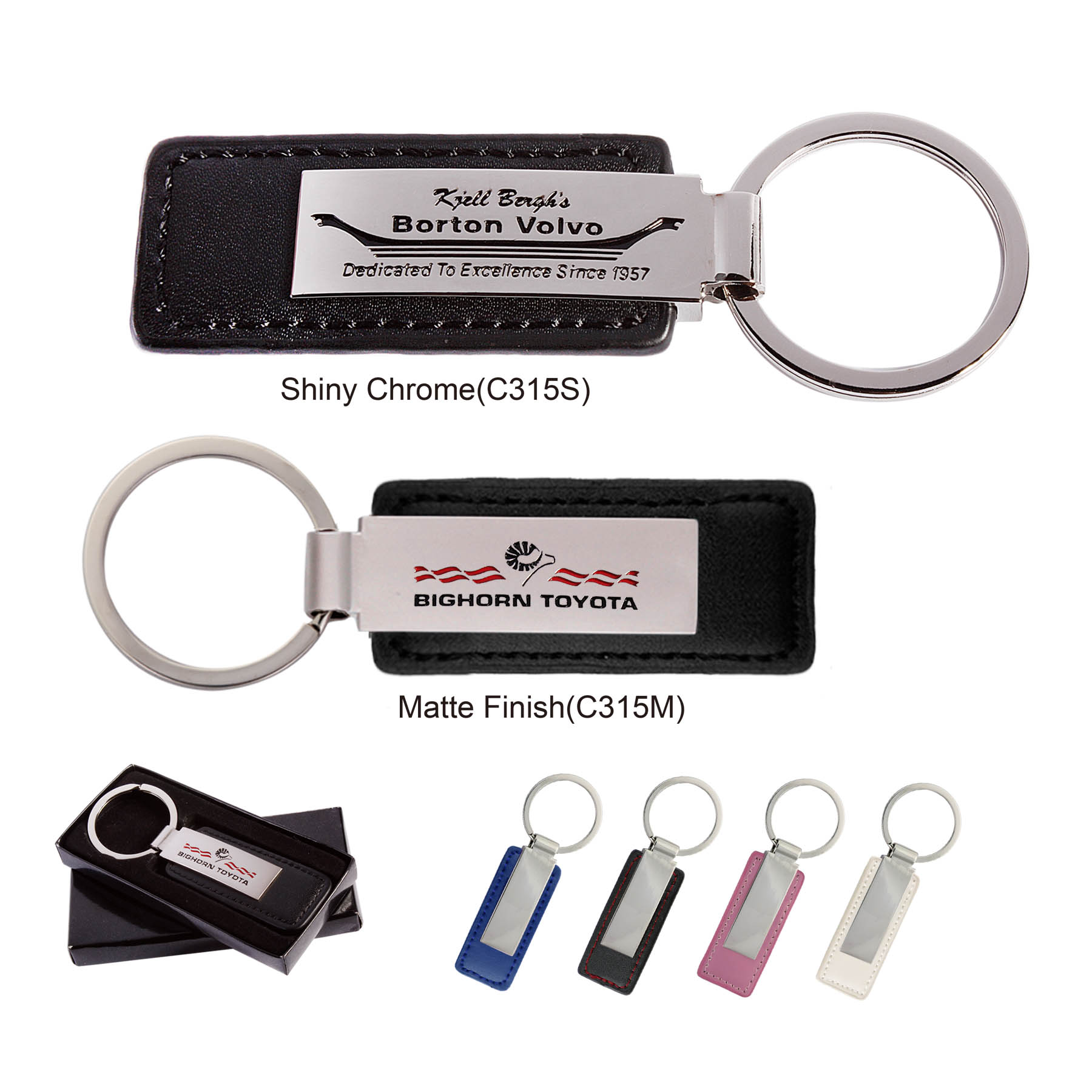 Leatherette with Rectangular Metal Key Tag (Key Chain, Keychain) 9